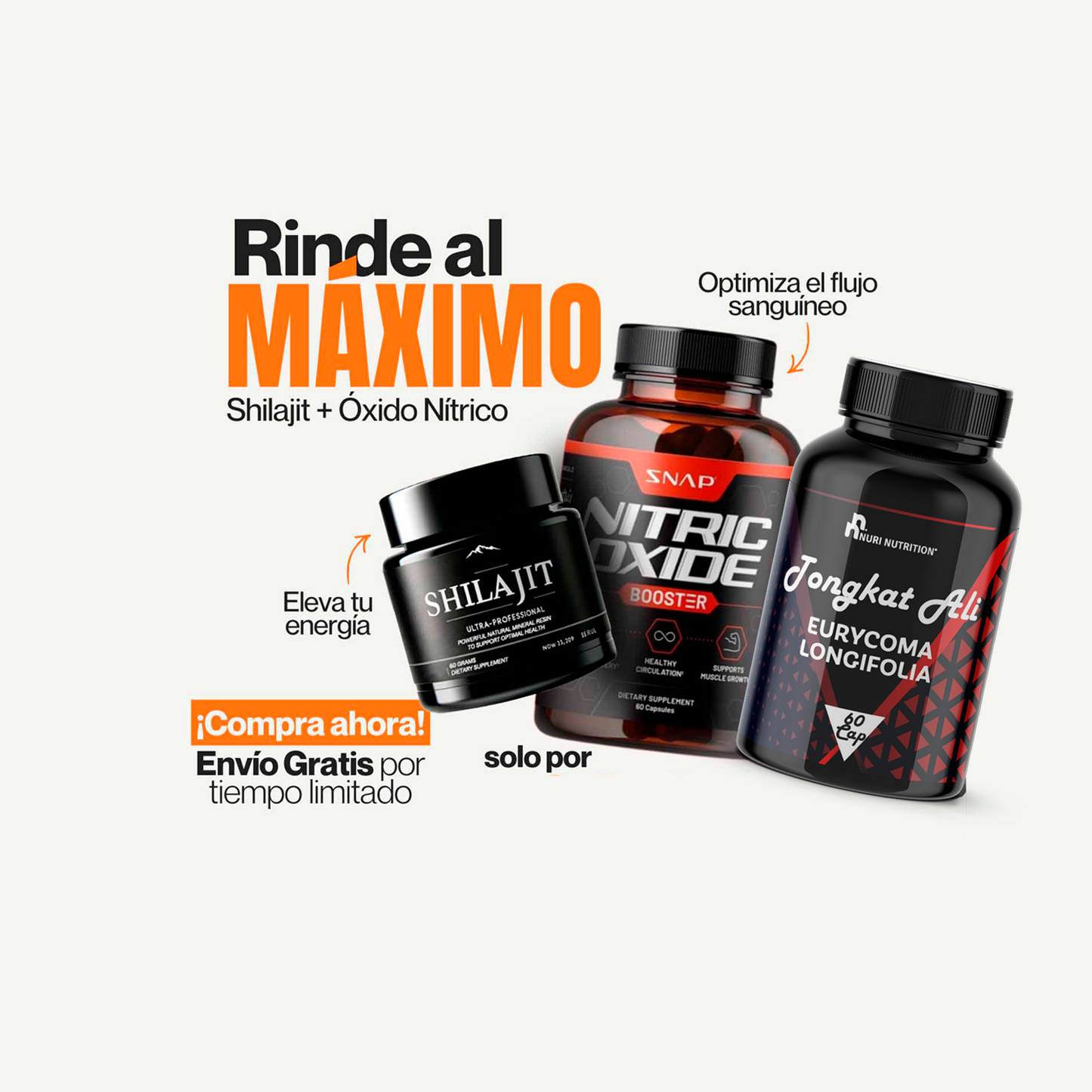 Combo de Poder (Shilajit, Tongkat Ali y Oxido Nitrico)